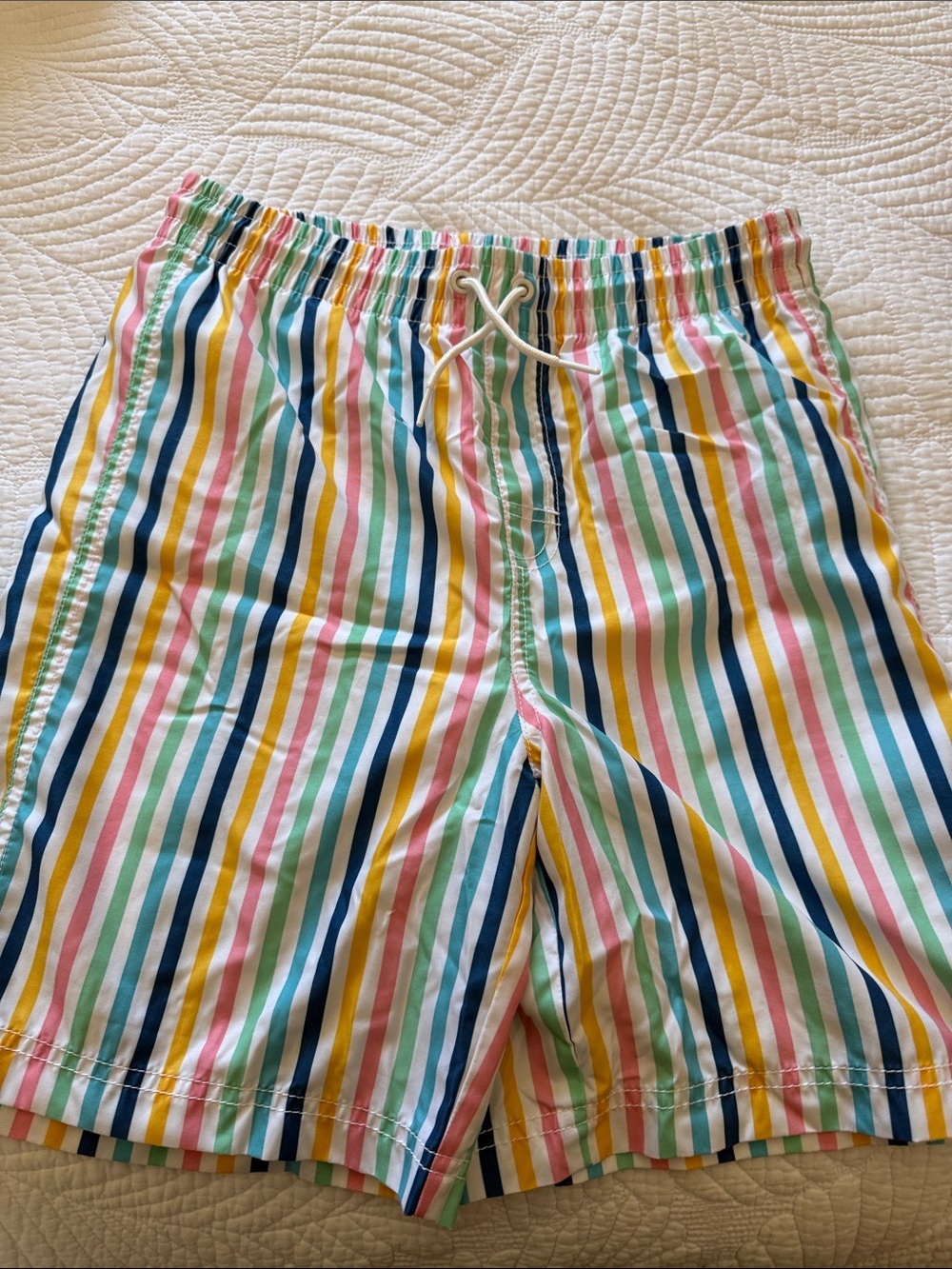 Old Navy Multicolor Striped Elastic and Drawstring Waist Boy’s Swim Shorts